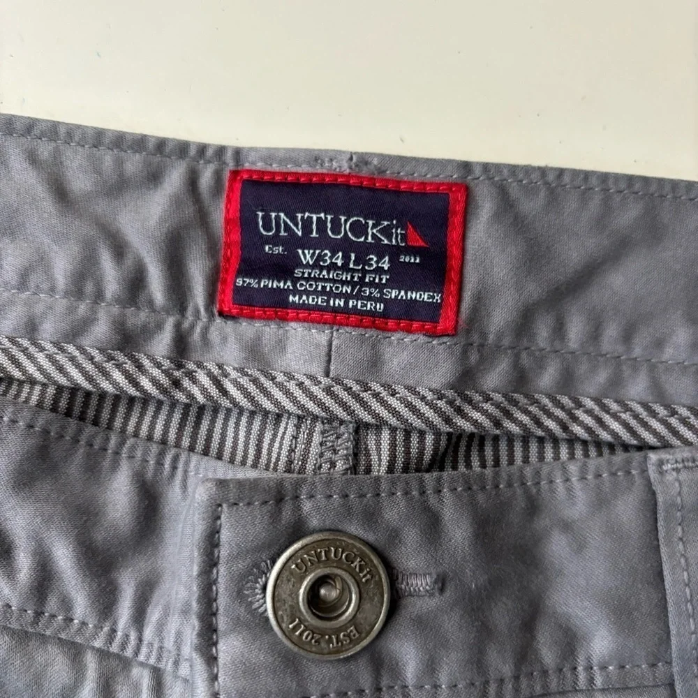 UNTUCKit Men’s Straight Fit 5-Pocket Pima Cotton Pant 34x34 Gray New